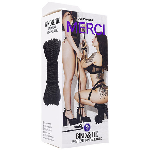 Верёвка для связывания и фиксации MERCI BIND & TIE, 9,14 м, чёрная