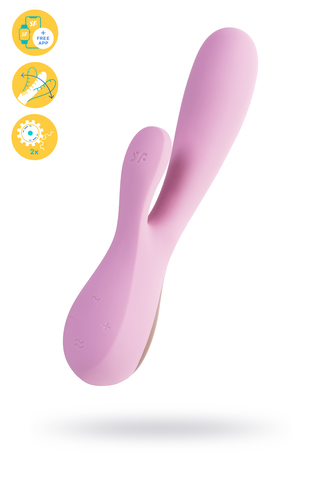 Нереалистичный вибратор Satisfyer Mono Flex Connect App, силикон, розовый, 20,4 см.