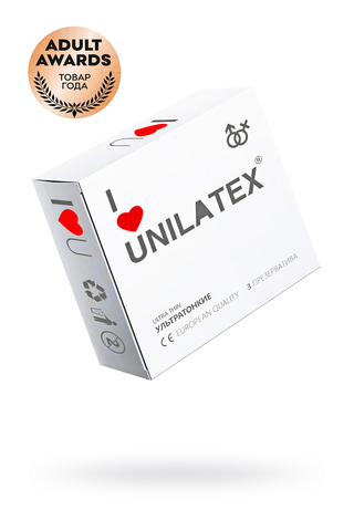 Презервативы Unilatex, natural ultrathin, ультратонкие, 18 см, 5,4 см, 3 шт.