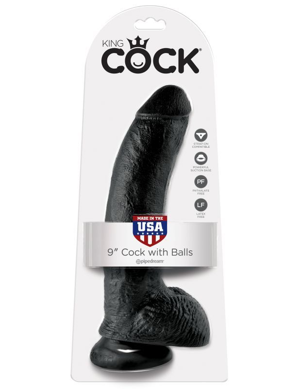 Фаллоимитатор на присоске черный King Cock 9 Cock with Balls фото