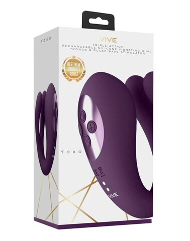 Вибромассажер Yoko тройного действие с функцией пульсации(фиолетовый)