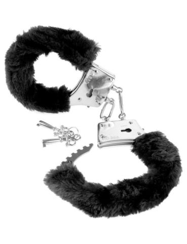 Металлические наручники с черным мехом Fetish Fantasy Series Beginner's Furry Cuffs - Black