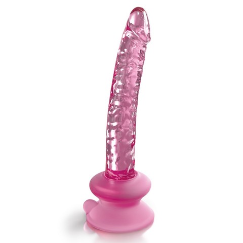 Стеклянный фаллоимитатор с силиконовой присоской, розовый