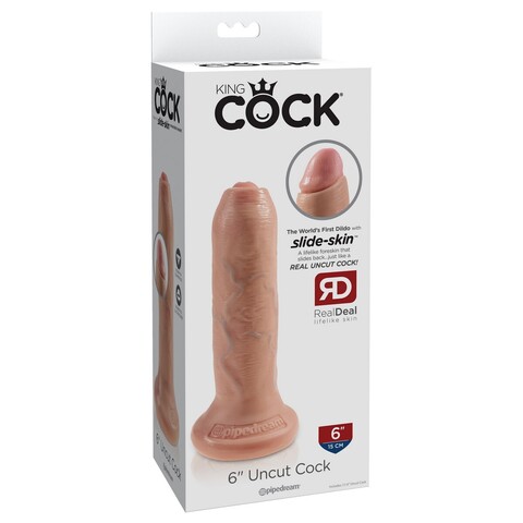 Фаллоимитатор на присоске необрезанный King Cock 6 Uncut Cock