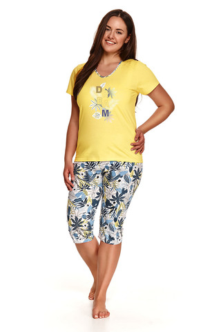 Хлопковая пижама Donata для дам с пышными формами, состоит из футболки и бридж