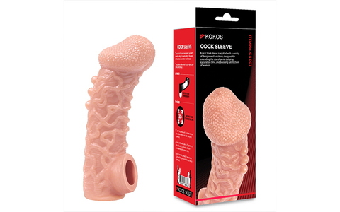 Насадка на фаллос с имитацией пирсинга и отверстием для мошонки COCK SLEEVE CS.007 Large