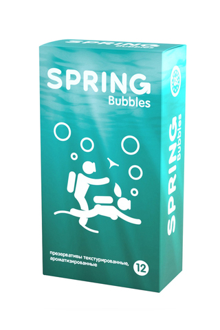 Презервативы Spring Bubbles, с точечной поверхностью, латекс, 17,5 см, 12 шт
