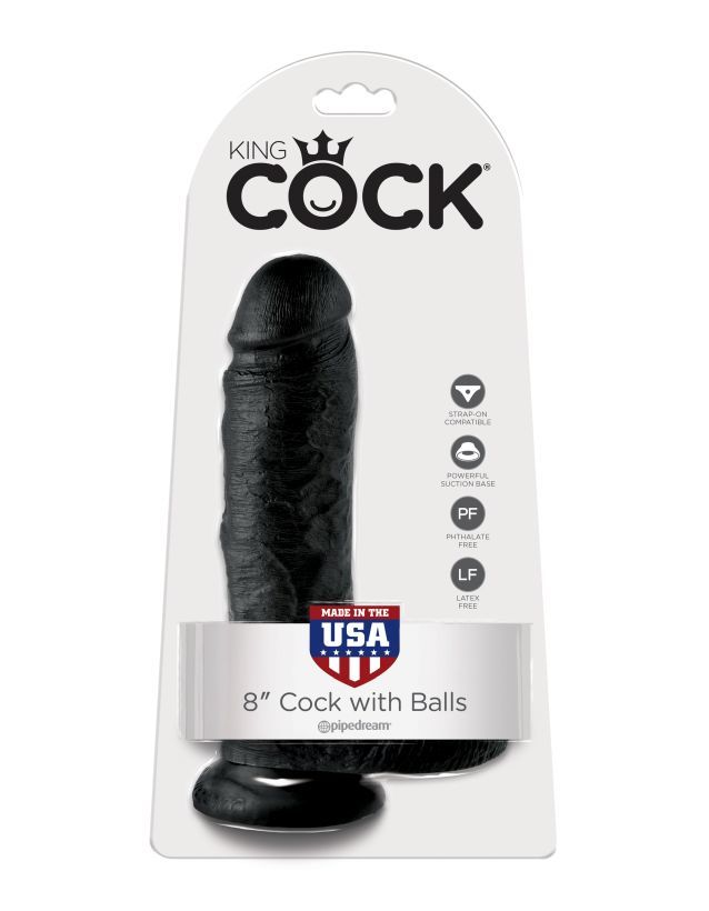 Фаллоимитатор с мошонкой на присоске черный King Cock 8 Cock with Balls Black фото