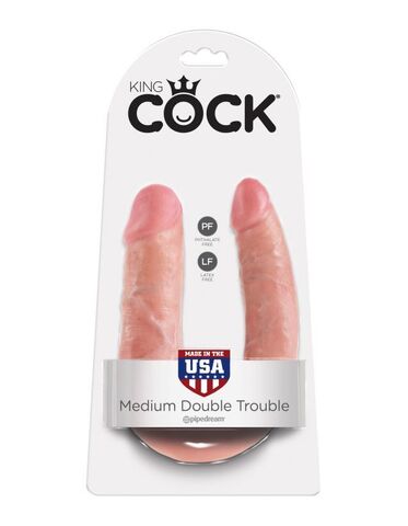 Двусторонний дилдо среднего размера телесный King Cock U-Shaped Medium Double Trouble Flesh