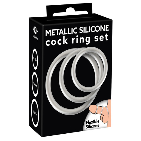 Набор эрекционных колец под металл Metallic Silicone Cock Ring Set