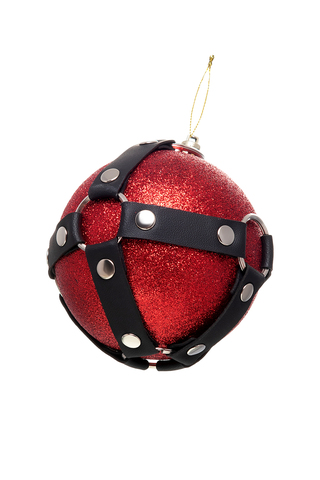 Новогодний шар с клепками Pecado BDSM, красный, 10 см