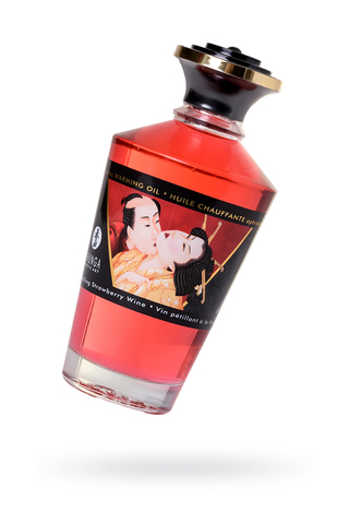 Масло массажное для тела Shunga «Клубника и шампанское»Sparkling Strawberry Wine,разогревающее,100мл
