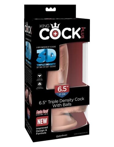 Фаллоимитатор на присоске Тройная плотность King Cock Plus 6.5 Triple Density Cock with Balls - Flesh