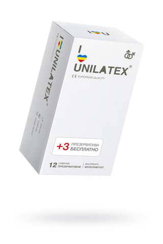 Презервативы Unilatex Multifrutis №12+3  ароматизированные ,цветные
