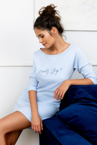 Нежная хлопковая сорочка Beauty Sleep с надписью на груди. Рукава 3/4.