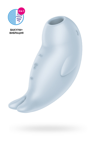 Вакуумный стимулятор клитора с вибрацией Satisfyer Seal You Soon, силикон, голубой, 11 см