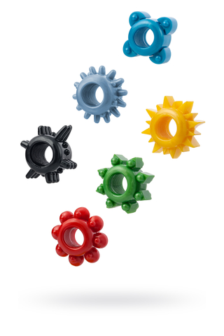 Набор разноцветных колец на пенис TOYFA Basic 6 шт, TPE, ассорти