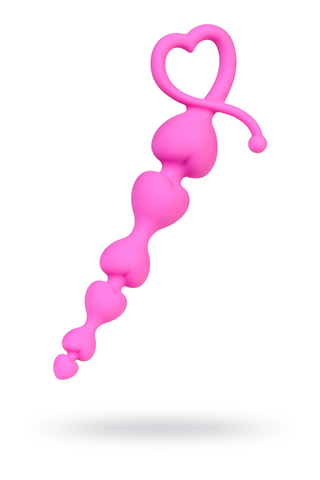 Анальная цепочка Штучки-дрючки, силикон, розовая, 18,5 см, Ø 3,1 см