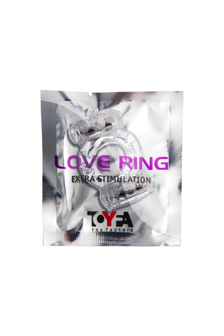 Эрекционное кольцо на пенис с двойной вибрацией TOYFA Basic, TPE, прозрачный