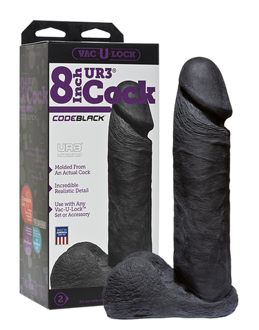 Насадка фаллоимитатор черная 8 Vac-U-Lock CodeBlack- 8 Inch ULTRASKYN™ Cock