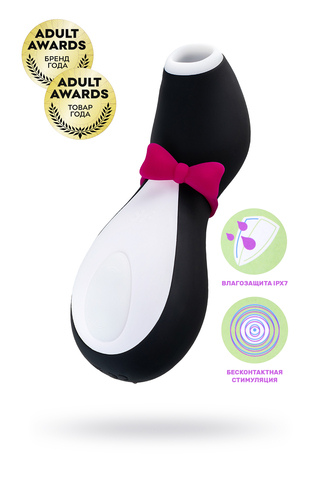 Вакуумно-волновой бесконтактный стимулятор клитора Satisfyer Penguin, силикон, черный, 10,8 см