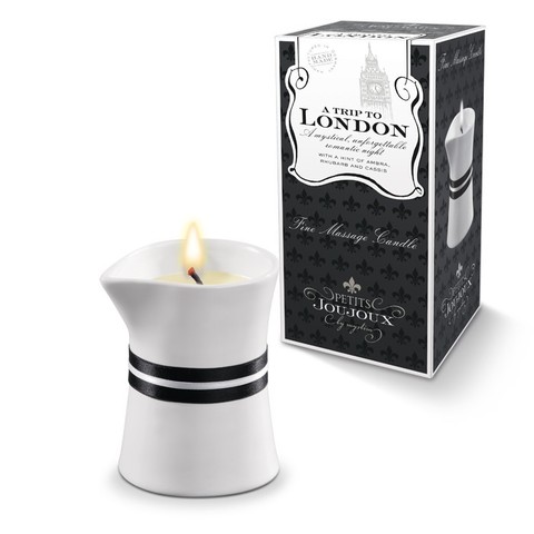 Petits Joujoux London Аромат–Ревень, амбра, черная смор, массажное масло в виде свечи.120 г