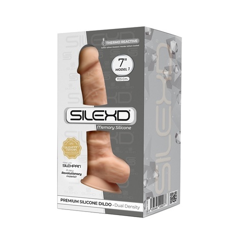 SileXD Фаллоимитатор на присоске с мошонкой MODEL 1 (7), телесный