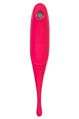 Точечный вибратор с вакуумной стимуляцией Satisfyer Twirling Pro, силикон, красный 20 см