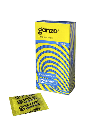 Презервативы Ganzo, classic, классические, латекс, двойная смазка, 18,5 см, 5,2 см, 12 шт.