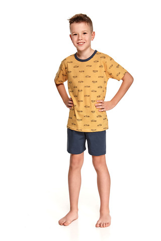 Хлопковая пижама Max для мальчиков состоит из принтованной футболки и однотонных шорт
