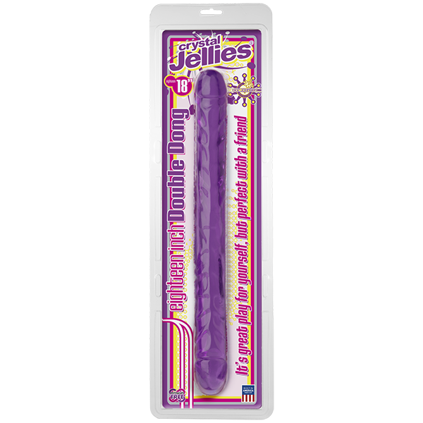 Двусторонний дилдо фиолетовый Crystal Jellies 18 Double Dong - Purple фото