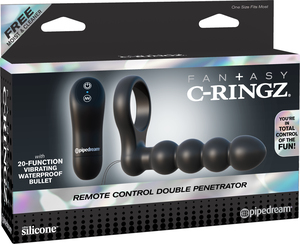 Эрекционное кольцо Remote Control Double Penetrator с анальным фаллоимитатором с вибрацией C-Ringz фото