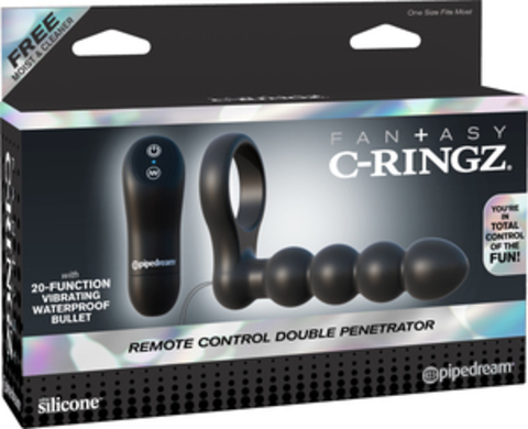 Эрекционное кольцо Remote Control Double Penetrator с анальным фаллоимитатором с вибрацией C-Ringz