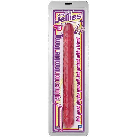Фаллоимитатор двухголовый 18 розовый Crystal Jellies 12 Jr. Double Dong