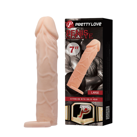 PrettyLove Penis sleeve 7 закрытая насадка реалистик на фаллос,удлинитель + 5см