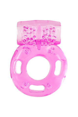 Универсальное эрекционное кольцо TOYFA с креплением для пули, TPE, розовый (в пакете)