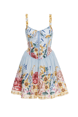 Короткое корсетное платье Spring на тонких бретелях, с милым цветочным
