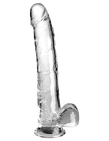 Прозрачный фаллоимитатор с мошонкой на присоске King Cock Clear 11