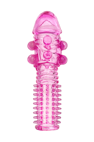 Насадка на пенис с шариками TOYFA Basic, TPE, розовый, 14 см