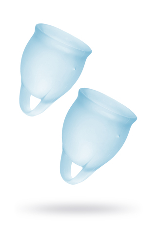 Менструальная чаша Satisfyer Feel Confident, 2 шт в наборе, силикон, голубой