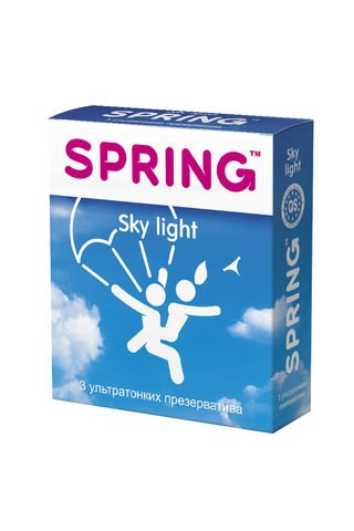 Презервативы Spring Sky Light, ультратонкие, латекс, 17,5 см, 3 шт