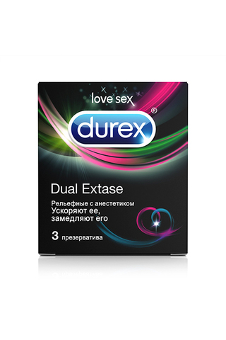 Презервативы Durex N3 Dual Extase рельефные с анестетиком