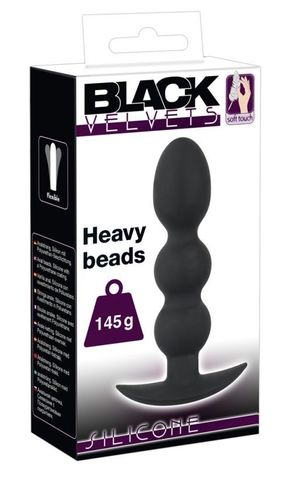 Тяжелая анальная елочка на жесткой сцепке Black Velvets Heavy Beads