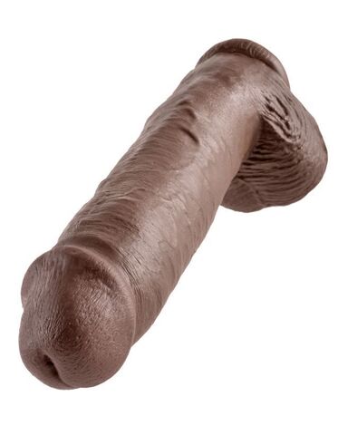 Фаллоимитатор-гигант на присоске с мошонкой коричневый King Cock 11 Cock with Balls Brown