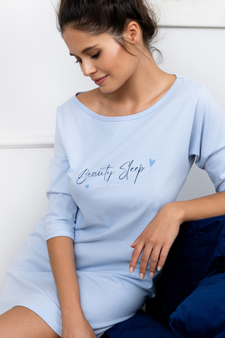 Нежная хлопковая сорочка Beauty Sleep с надписью на груди. Рукава 3/4.