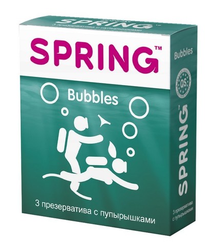 Презервативы SPRING™ Bubbles, 3 шт./уп. (с пупырышками)