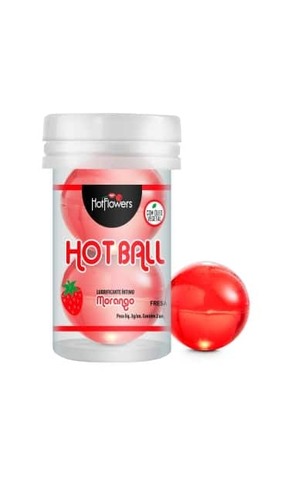 Лубрикант AROMATIC HOT BALL на масляной основе в виде двух шариков с ароматом клубники.