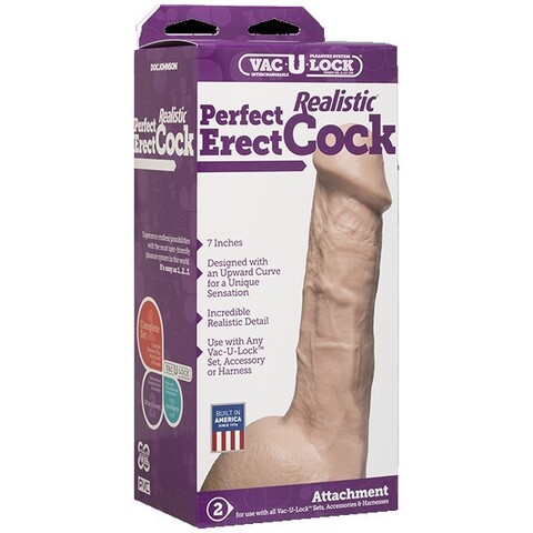 Насадка реалистик Харнесс 7 с мошонкой Vac-U-Lock™ - 7 Realistic Perfect Erect Cock - Vanilla