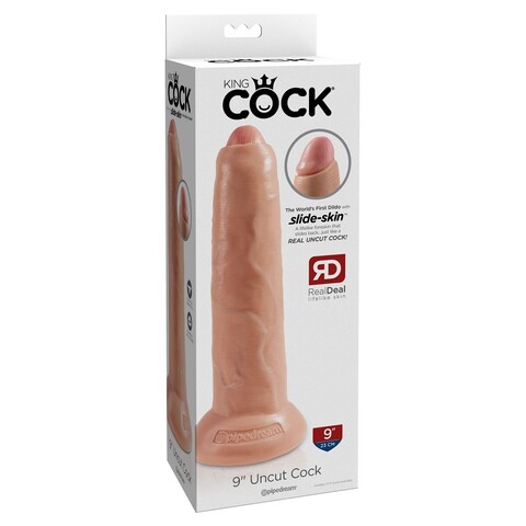 Фаллоимитатор на присоске необрезанный телесный King Cock 9 Uncut Cock