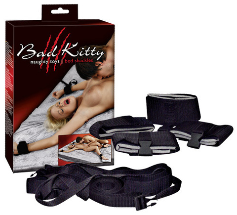 Фиксация для рук с привязью на кровать Bad Kitty Bettfesselset